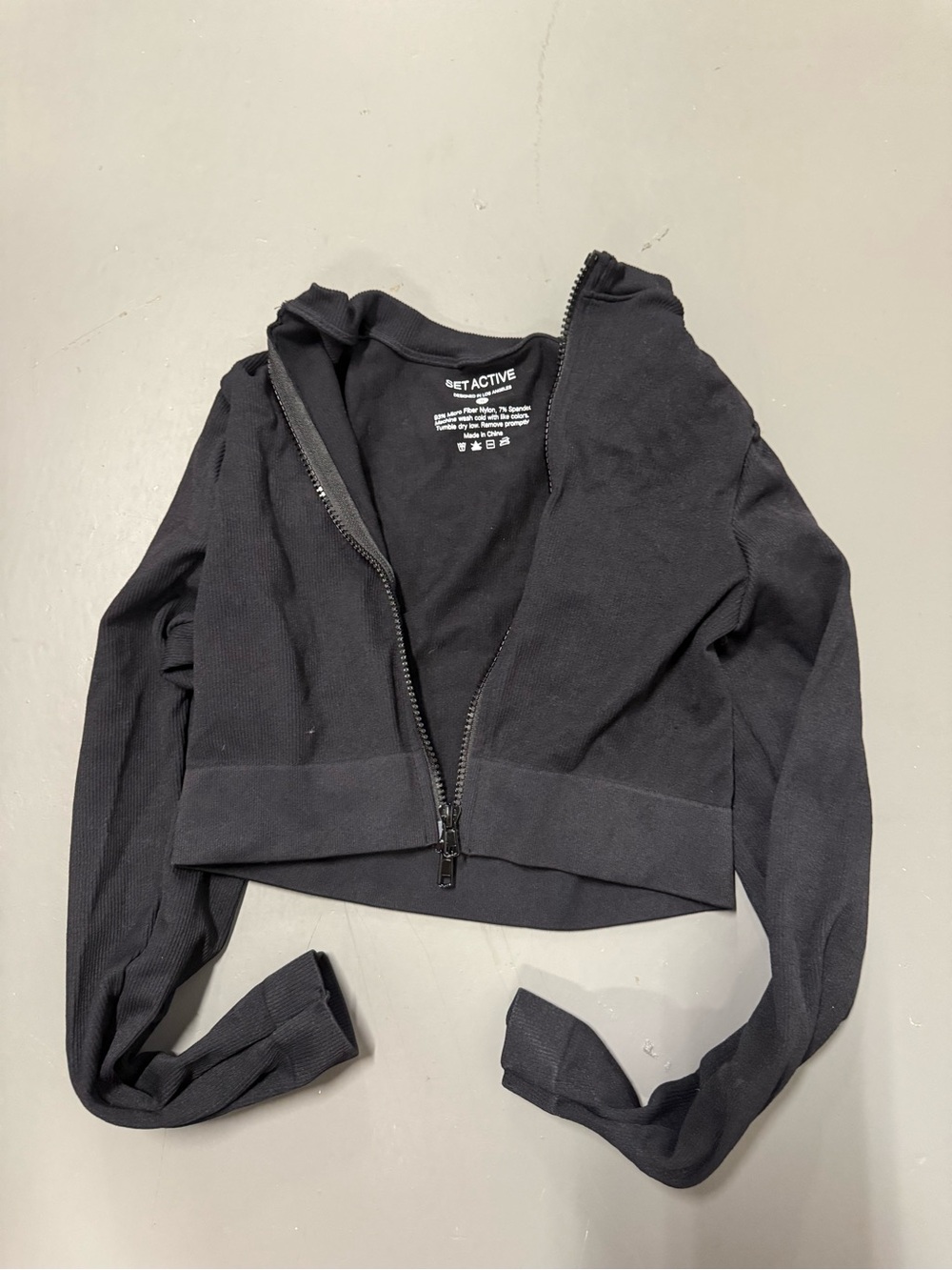 SET Active Black Cropped Zip-Up